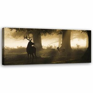 Feeby Leinwand, Hirsch im Nebel HORIZONTAL, 90x30