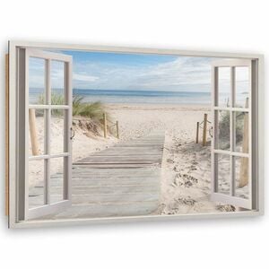 Feeby Deko-Panel, Fenster zum Strand HORIZONTAL, 90x60