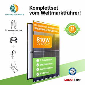 810W Balkon-Solaranlage Komplett-Set mit 800W Wechselrichter von StromGanzEinfach