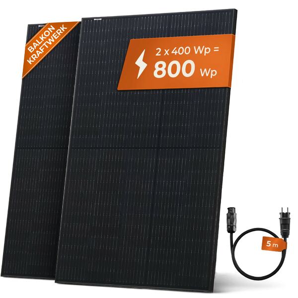 Bild 1 von JA Solar 400W Solarpanel Full Black JAM54S31 2er Set 800 Watt - Balkonkraftwerk Solarmodul je 400 W