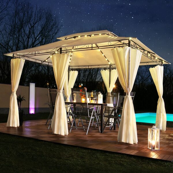 Bild 1 von Swing&Harmonie Luxus LED - Pavillon 3x4m Minzo - inkl. Seitenwände mit LED Beleuchtung + Solarmodul Gartenpavillon optional mit Moskitonetz Partyzelt Gartenzelt - versch. Ausführungen