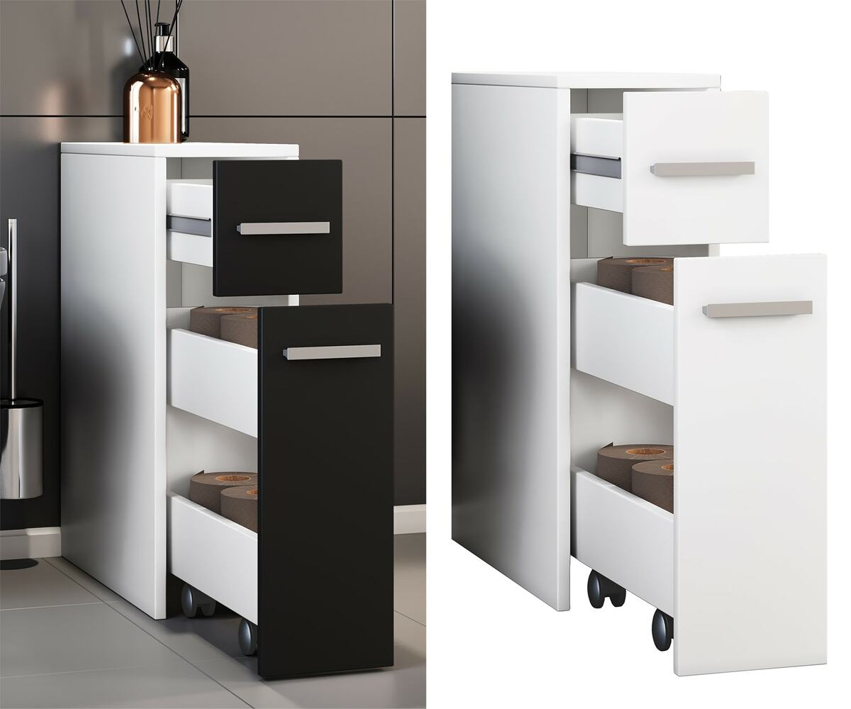 Bild 1 von VCM Holz Badmöbel Midischrank Bad Toilette Badschrank Schublade Nischenschrank Zalo