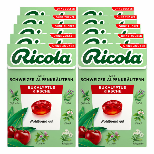 Bild 1 von Ricola Eukalyptus Kirsche ohne Zucker 50 g, 10er Pack