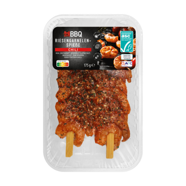 BBQ Jumbo-Garnelenspieße von ALDI Nord ansehen!