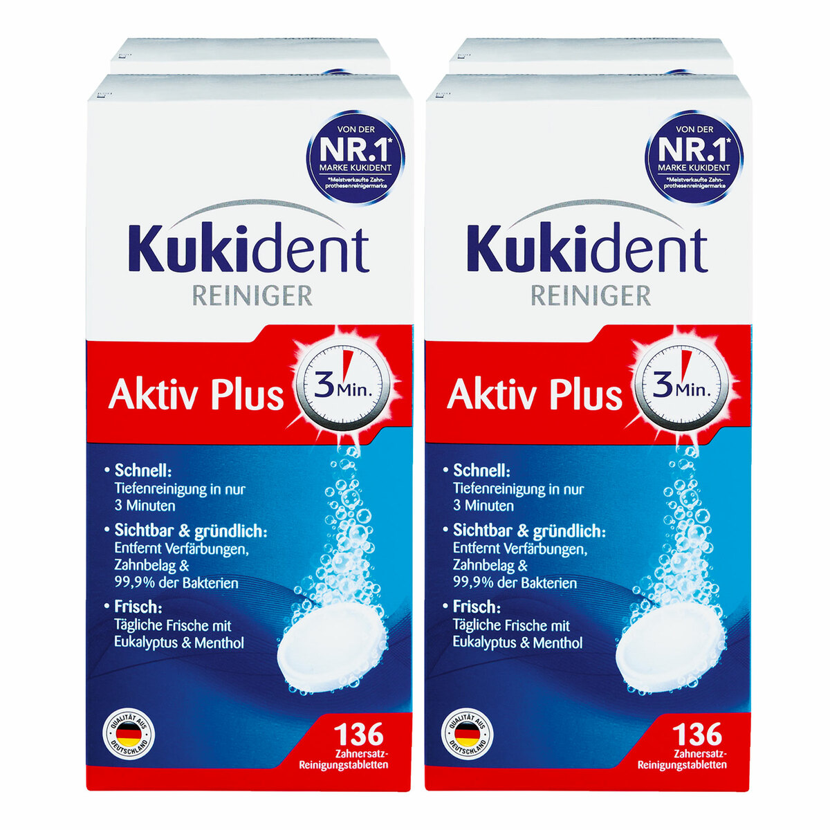 Bild 1 von Kukident Aktiv Plus 136 Stück, 4er Pack