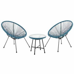 Juskys Balkonmöbel Set Ostana 3-teilig mit Tisch & 2 Sesseln - stilvolles Gartenmöbel Blau