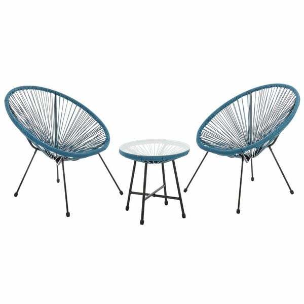 Bild 1 von Juskys Balkonmöbel Set Ostana 3-teilig mit Tisch & 2 Sesseln - stilvolles Gartenmöbel Blau