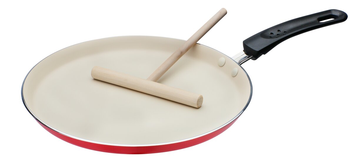 Bild 1 von Crepe-Pfanne Induktion 26cm rot/creme mit Teigverteiler