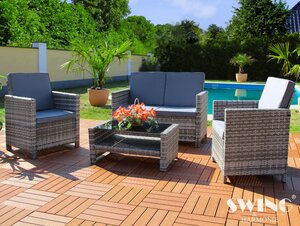 Swing&Harmonie Miami Rattan Lounge Sitzgruppe für 4 Personen Sitzgarnitur Gartenmöbel Set Polyrattan Sofa Garnitur - versch. Ausführungen