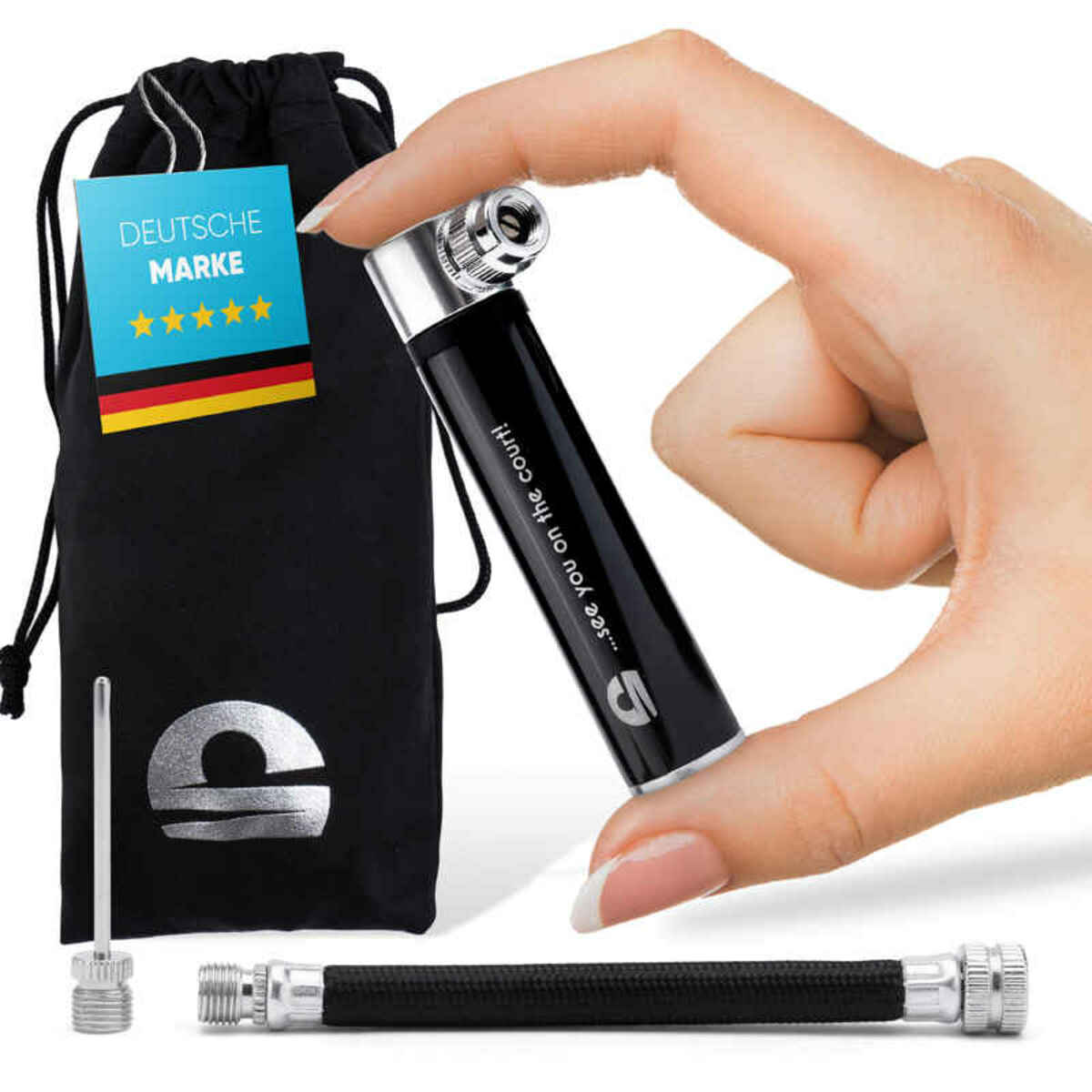 Bild 1 von Kompakte Mini Ballpumpe mit flexiblem Schlauch Fußball Basketball Luftpumpe Ball