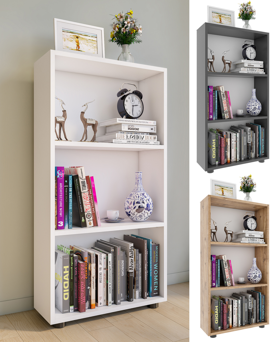 Bild 1 von VCM Holz Aufbewahrung Stand Regal Bücherregal Deko Bücher Standregal Bulas 3 Fächer