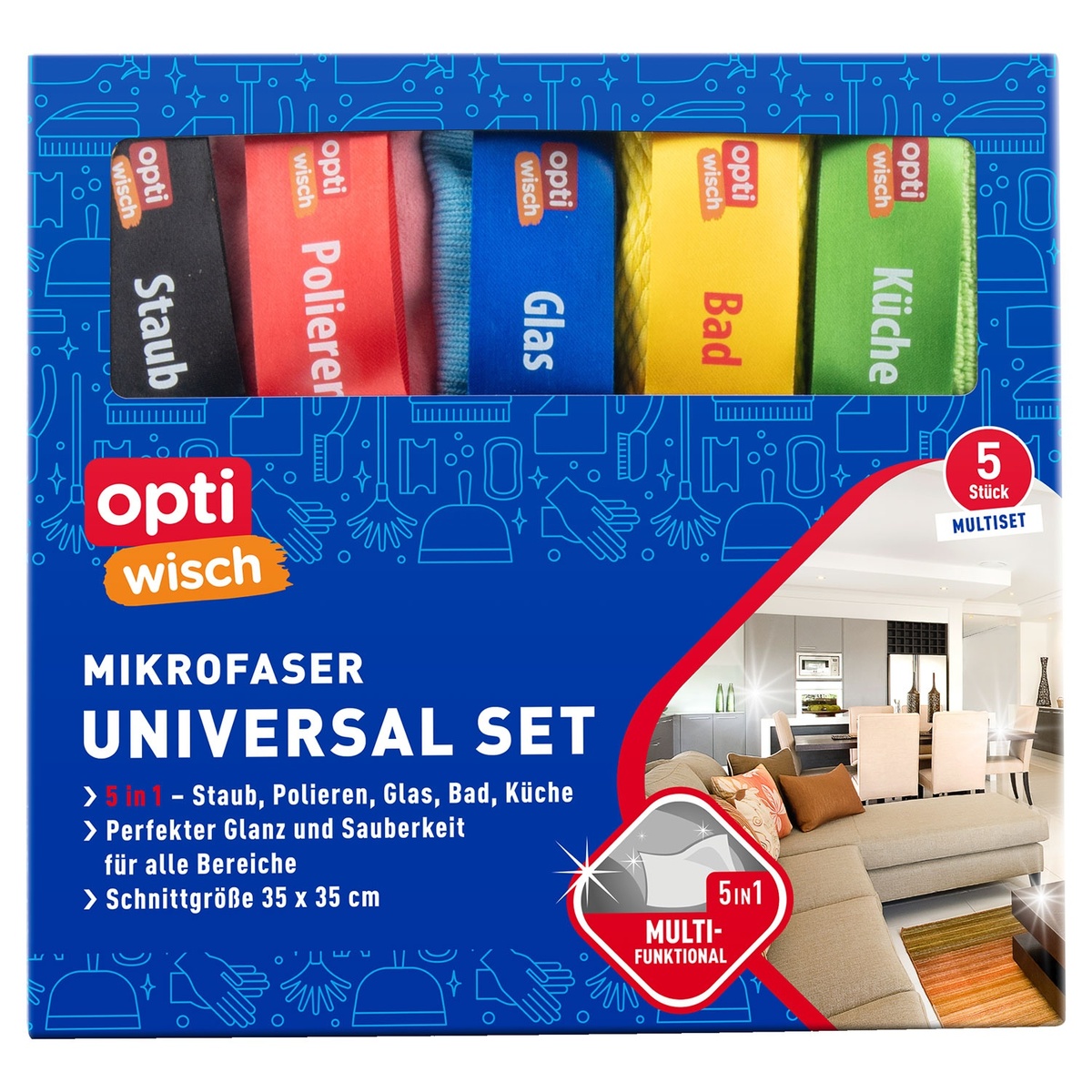 Bild 1 von OPTIWISCH Universal-Mikrofasertücher, 5er-Set