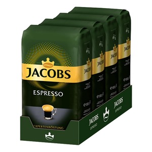 Jacobs Espresso Expertenröstung ganze Kaffeebohnen 1 kg, 4er Pack