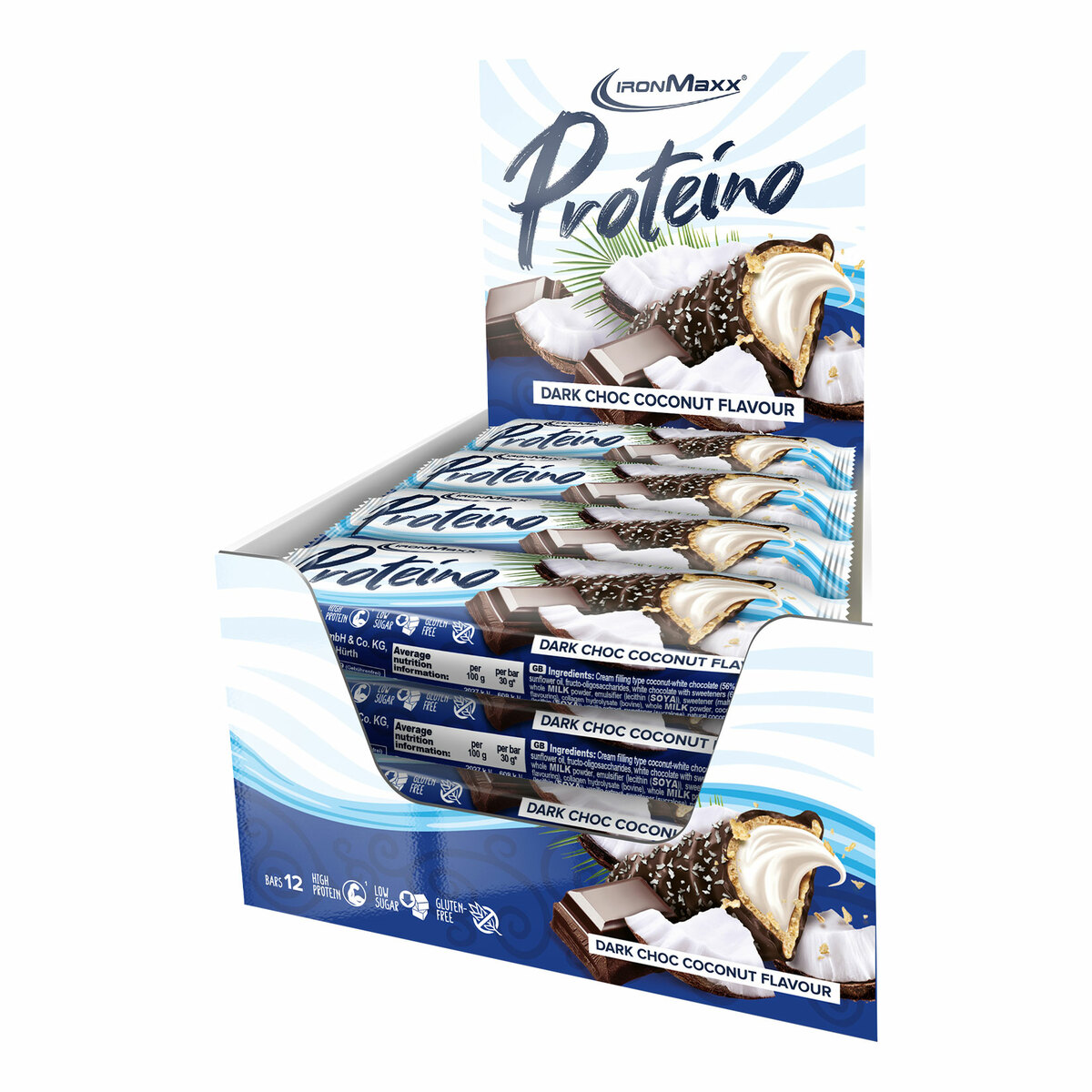 Bild 1 von IronMaxx Proteino Dark Choc Coconut Riegel 30 g, 12er Pack