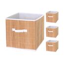 Bild 1 von 4er-Set Faltbox MCW-C21, Korb Aufbewahrungskorb Ordnungsbox Sortierbox Aufbewahrungsbox, Bambus 32x32x32cm naturfarben
