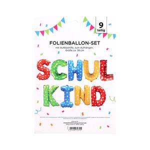 Folienballon-Set Schulkind 9-teilig mit Aufblashilfe 38 cm