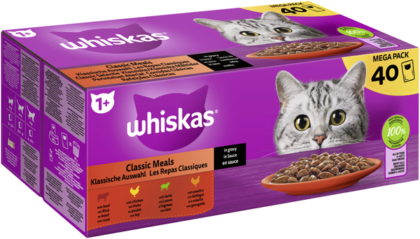 Bild 1 von Whiskas Mega Pack 1+ Klassische Auswahl in Sauce 40 x 85g