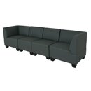 Bild 1 von Modular 4-Sitzer Sofa Couch Moncalieri, Kunstleder ~ dunkelgrau, hohe Armlehnen