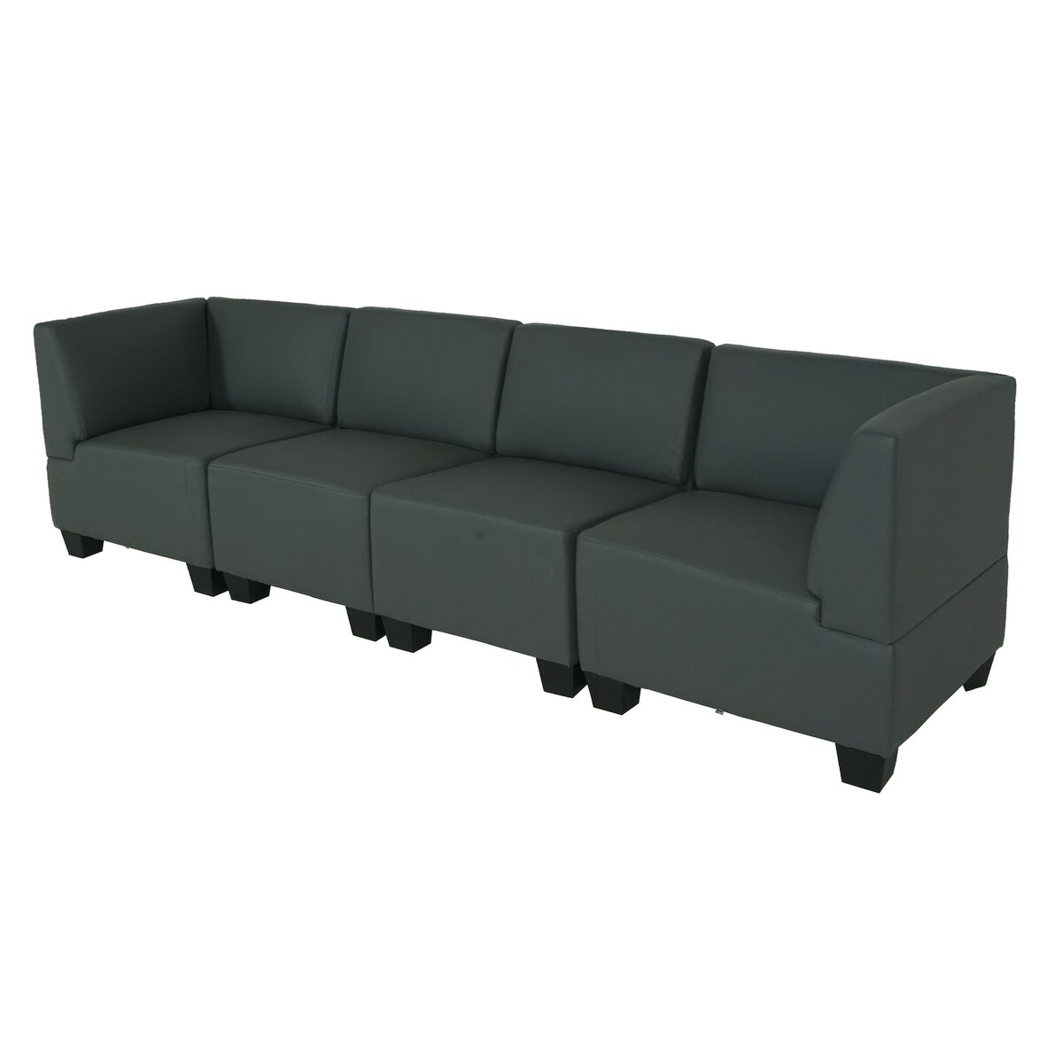 Bild 1 von Modular 4-Sitzer Sofa Couch Moncalieri, Kunstleder ~ dunkelgrau, hohe Armlehnen