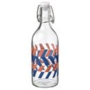 Bild 1 von KORKEN  Flasche mit Verschluss, Klarglas gemustert/leuchtend blau leuchtend orange