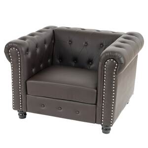 Luxus Sessel Loungesessel Relaxsessel Chesterfield Edingburgh Kunstleder ~ runde Füße, braun