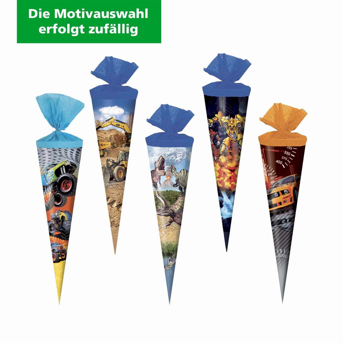 Schultüte / Zuckertüte – 35 Cm Lang, Rund, Glanzlackiert Mit Krepppapier-Verschluss