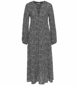 Tamaris Damen Maxi-Kleid mit Volantrock 18576530 Schwarz/Weiß
