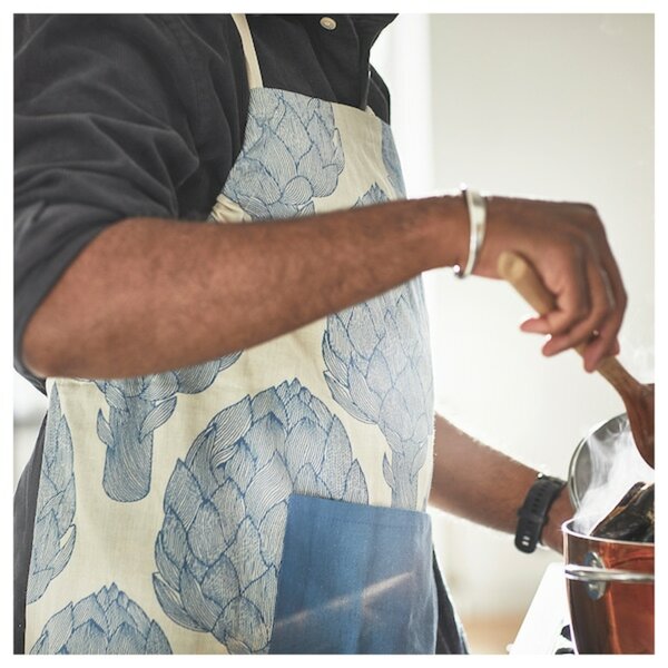 Bild 2 von KÅLFJÄRIL  Schürze, gemustert blau/hellbeige