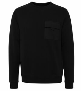 BLEND Sweatshirt Herren Rundhals-Pullover mit Brusttasche Sweater 20712535 194007 Schwarz