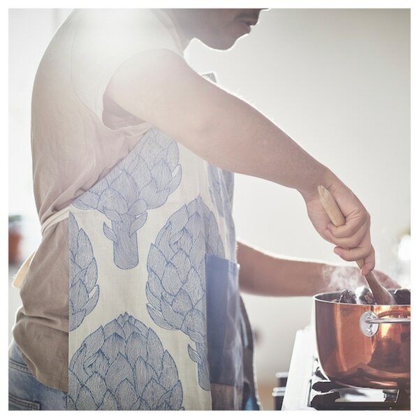 Bild 3 von KÅLFJÄRIL  Schürze, gemustert blau/hellbeige