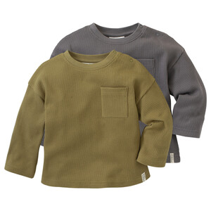 2 Baby Langarmshirts aus Waffel-Piqué