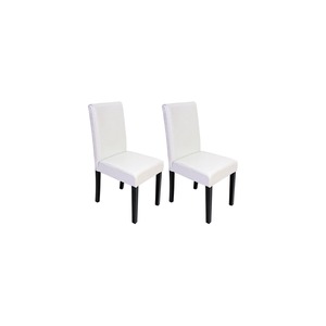 2er-Set Esszimmerstuhl Stuhl Küchenstuhl Littau ~ Kunstleder, weiß, dunkle Beine