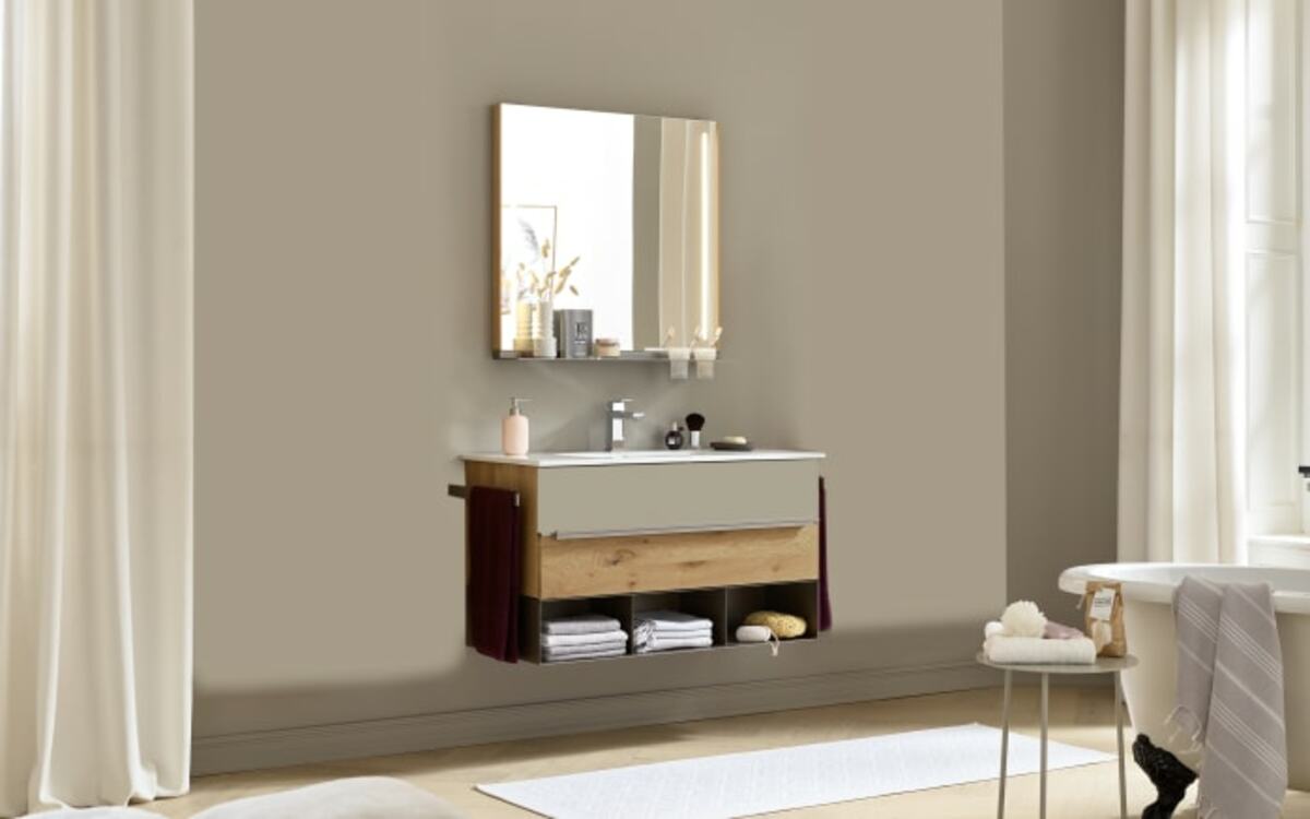 Bild 1 von Musterring - Badkombination Jarin in Colorglas titan/ Wildeiche massiv gebürstet