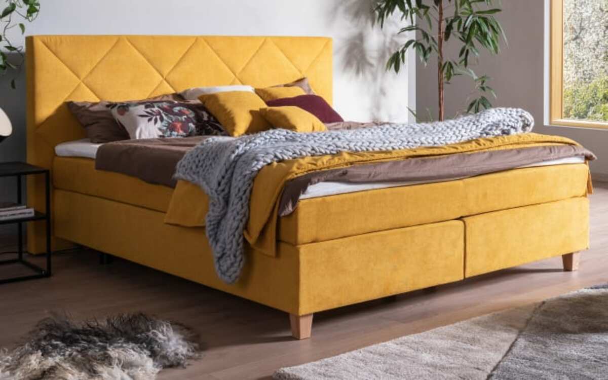 Bild 1 von Vito - Boxspringbett Pallas in senfgelb, Liegefläche ca. 180 x 200 cm