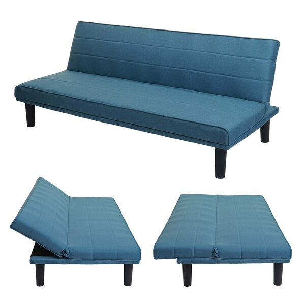 Bild 1 von Schlafsofa MCW-J17, Couch Klappsofa Gästebett Bettsofa, Schlaffunktion Stoff/Textil ~ türkis-blau