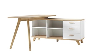 Schreibtisch mit Sideboard weiß Maße (cm): B: 144 H: 75 T: 145 Büromöbel