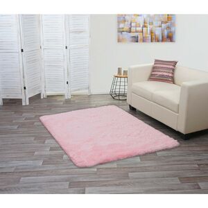 Teppich MCW-F69, Shaggy Läufer Hochflor Langflor, Stoff/Textil flauschig weich 160x120cm ~ rosa