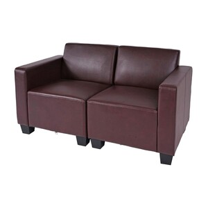 Modular 2-Sitzer Sofa Couch Moncalieri, Kunstleder ~ rot-braun