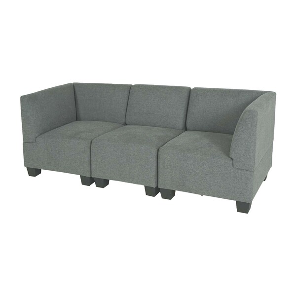 Bild 1 von Modular 3-Sitzer Sofa Couch Moncalieri, Stoff/Textil ~ grau, hohe Armlehnen