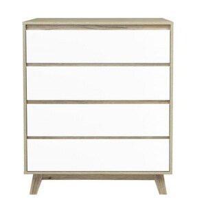 CASAVANTI Kommode 80 x 98 cm Holzdekor/weiß - inklusive vier Schubkästen - Holznachbildung - braun - weiß - Breite 80 cm - Höhe 98 cm - Tiefe 40 cm