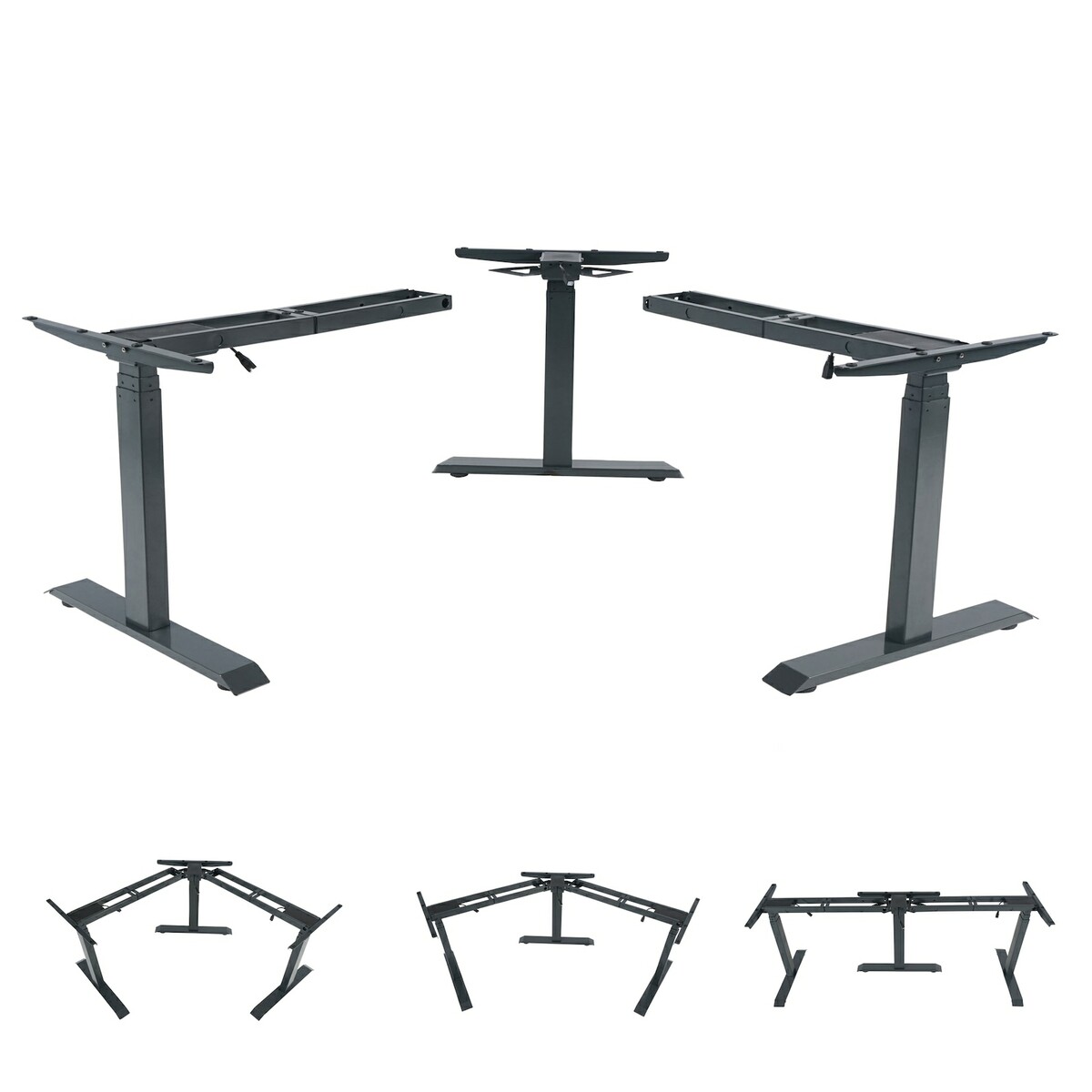 Bild 1 von 3in1 Gestell MCW-D40, variables Tischgestell, elektrisch höhenverstellbar Memory 47kg ~ anthrazit-grau