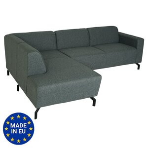 Ecksofa MCW-J60, Couch Sofa mit Ottomane links, Made in EU, wasserabweisend ~ Stoff/Textil grau