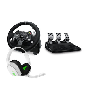 LOGITECH G920 Driving Force Rennlenkrad und Bodenpedale für Xbox One & PC +Astro A10 Gen 1 Gaming Headset, + Kabelgebundenes Wheel: Schwarz, Headset: Weiß