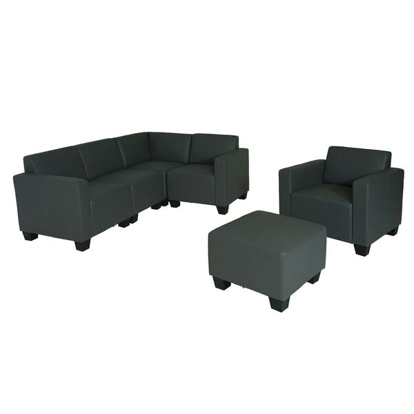 Bild 1 von Modular Sofa-System Couch-Garnitur Lyon 4-1-1, Kunstleder ~ dunkelgrau