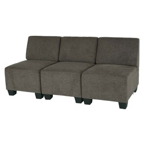 Modular 3-Sitzer Sofa Couch Moncalieri, Stoff/Textil ~ braun, ohne Armlehnen
