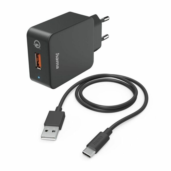 Bild 1 von Hama Schnellladegerät mit Ladekabel USB C Qualcomm® 19,5 W 1,5m Schwarz Smartphone-Ladegerät