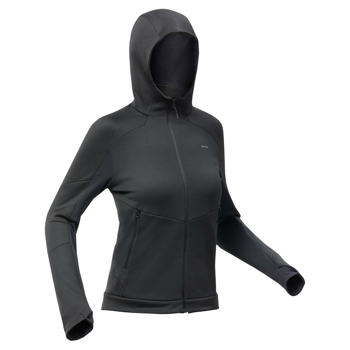 Bild 1 von Fleecejacke Damen mit Kapuze Wandern - MH520 schwarz