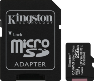 Kingston microSDXC Canvas Select Plus, 256 GB, 100 MB/s + SD-Adapter