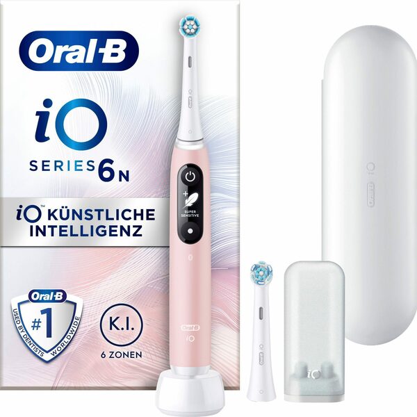 Bild 1 von Oral B Elektrische Zahnbürste iO 6, Aufsteckbürsten: 2 St., mit Magnet-Technologie, Display, 5 Putzmodi, Reiseetui