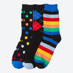 Unisex-Socken mit Trend-Muster, 3er-Pack